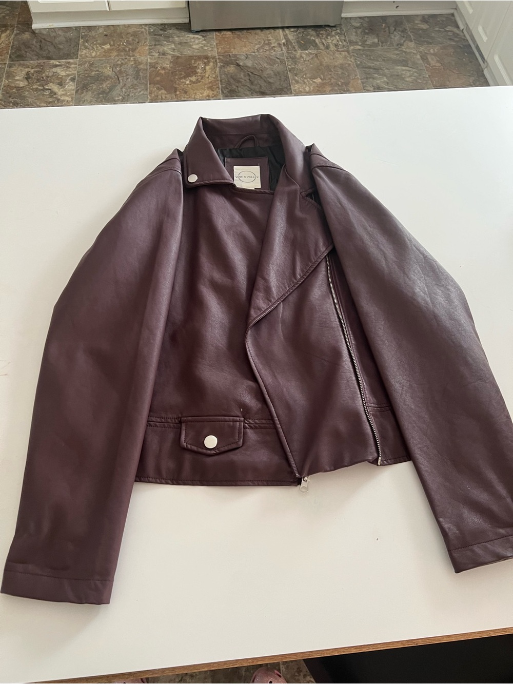Burgundy Vine and Valley Faux Leather Jacket